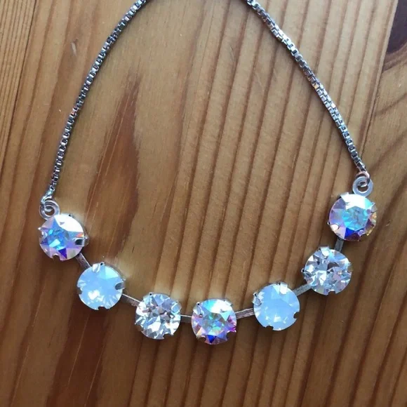 White Opal + AB Adjustable Crystal Bracelet